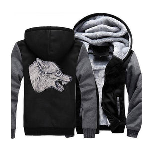 Grey Wolf Spirit Hood Jacket | Wolf-Horde Dark Gray Black