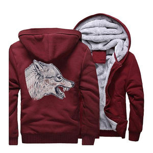 Grey Wolf Spirit Hood Jacket | Wolf-Horde Red