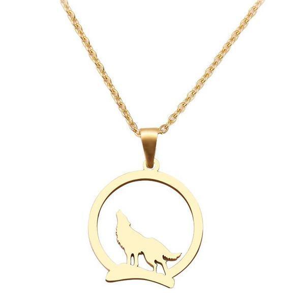 Howling Wolf Animal Necklace | Wolf-Horde-Golden-