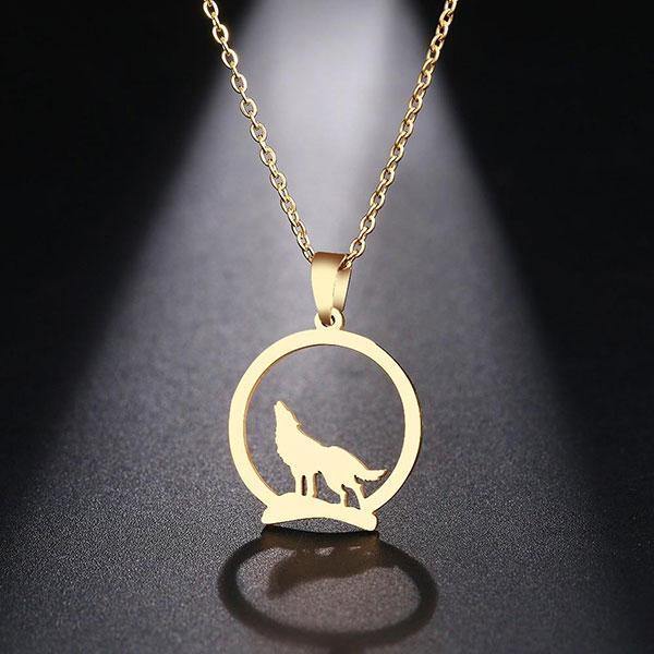 Howling Wolf Animal Necklace | Wolf-Horde-Golden-