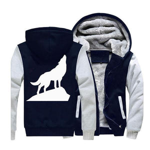 Howling Wolf Fleece Jacket | Wolf-Horde Gray Dark Blue