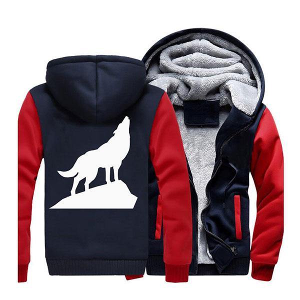 Howling Wolf Fleece Jacket | Wolf-Horde Red Dark Blue