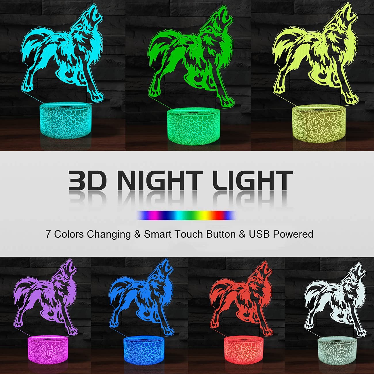 Howling Wolf Lamp | Wolf-Horde 16 changing colors
