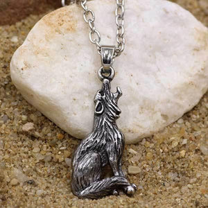 Howling Wolf Moon Pendant | Wolf-Horde-Silver-