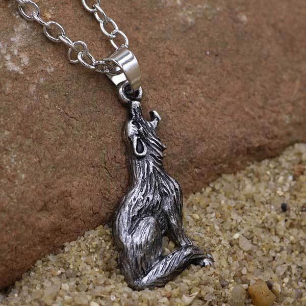 Howling Wolf Moon Pendant | Wolf-Horde-Silver-