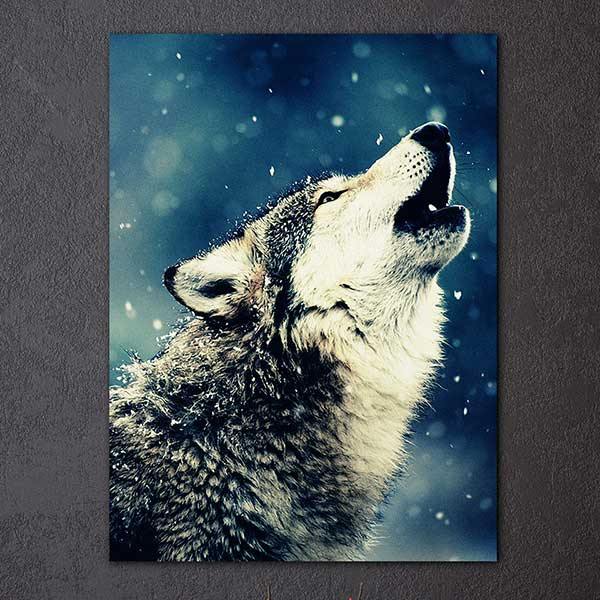 Howling wolf Painting | Wolf-Horde-35x50cm-