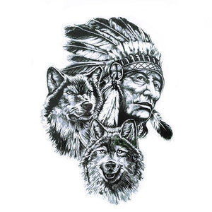 Indian Chief with Wolf Tattoo | Wolf-Horde-Indian wolf-