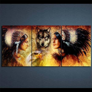 Indian Wolf Painting | Wolf-Horde-Small (20x30cmx3)-