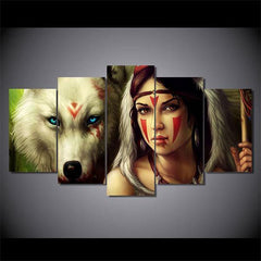 Indian Woman With Wolf Painting | Wolf-Horde-Small-