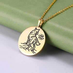 Lone Wolf Pendant | Wolf-Horde-Golden lonely wolf-