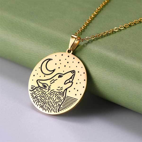 Lone Wolf Pendant | Wolf-Horde-Howl golden moon-