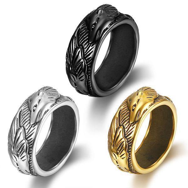 Mens Wolf Signet Ring | Wolf-Horde-54 mm-Black-