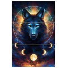 Moon and Wolf Painting | Wolf-Horde-20X40cmX3-