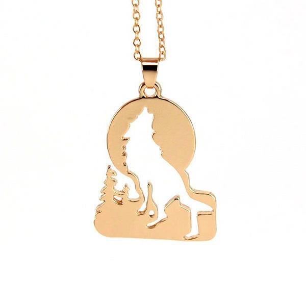 Moon Wolf Necklace | Wolf-Horde-Golden-