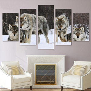Multi Panel Wolf Painting | Wolf-Horde-Small-