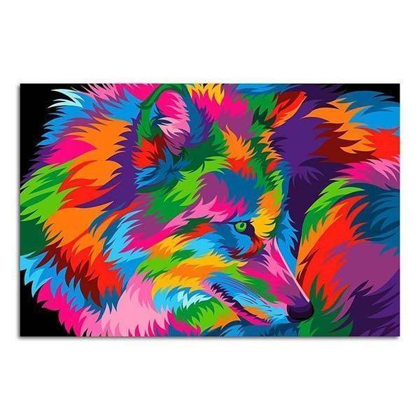 Multicolor Wolf Painting | Wolf-Horde-20x30cm-