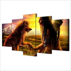 Native American and Wolf Painting | Wolf-Horde-Small-