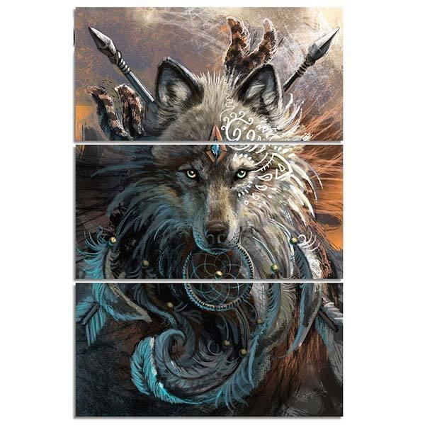 Painting Wolf Warrior | Wolf-Horde-20X40cmX3-