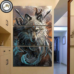 Painting Wolf Warrior | Wolf-Horde-20X40cmX3-