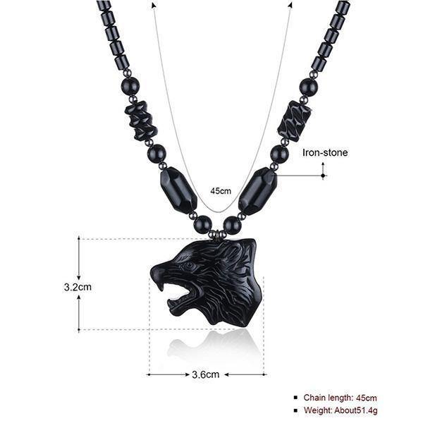 Pearl Wolf Necklace | Wolf-Horde-black collar gray-