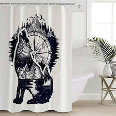 Shower Curtain With Wolf Pattern | Wolf-Horde-W90xH180cm-