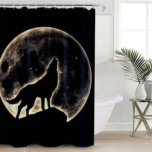 Shower Curtain Wolf Shower Howling Full Moon | Wolf-Horde-W90xH180cm-