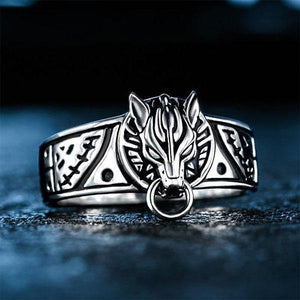 Silver Wolf Head Ring | Wolf-Horde-60mm-