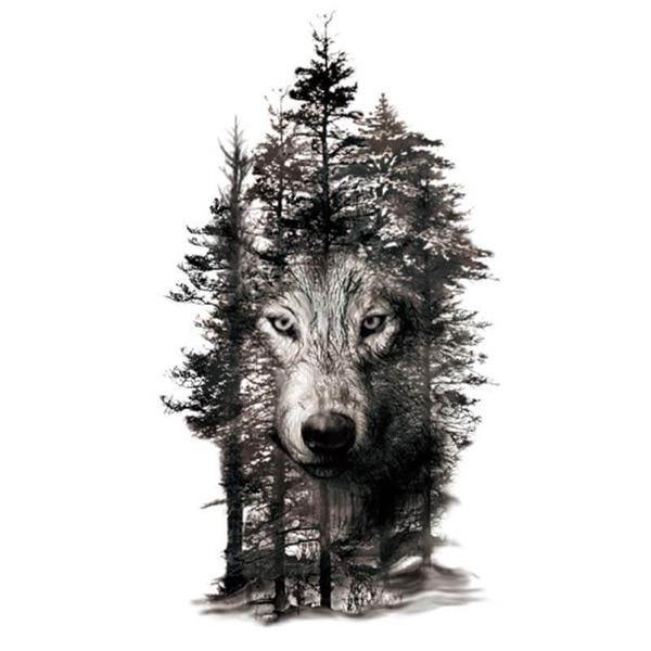 Forest Wolf and Owl Temporary Tattoo  EasyTatt