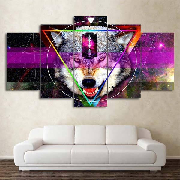 The Geometric Wolf Painting | Wolf-Horde-Small-