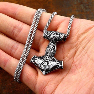 Thor's Hammer Wolf Pendant | Wolf-Horde-silver-