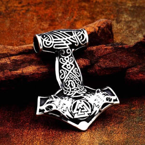 Thor's Hammer Wolf Pendant | Wolf-Horde-silver-