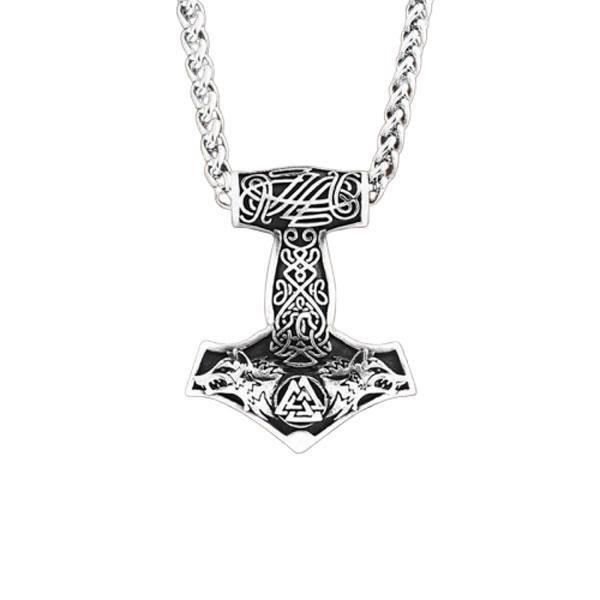 Thor's Hammer Wolf Pendant | Wolf-Horde-silver-