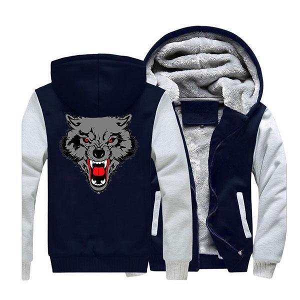 Timber Wolf Fleece Jacket | Wolf-Horde Gray Dark Blue