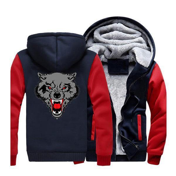 Timber Wolf Fleece Jacket | Wolf-Horde Red Dark Blue