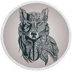 Tribal Wolf Beach Towel | Wolf-Horde-100cm-