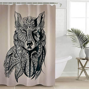 Tribal Wolf Shower Curtain | Wolf-Horde-W90xH180cm-