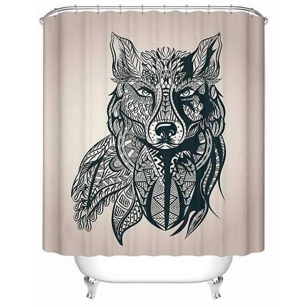 Tribal Wolf Shower Curtain | Wolf-Horde-W90xH180cm-