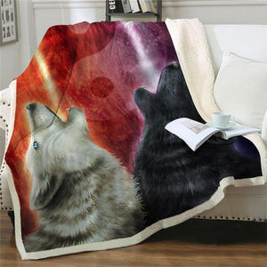 Twin Wolf Blanket: an elegant design | Wolf-Horde-75cmx100cm-