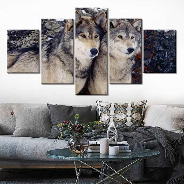 Two Wolves Painting | Wolf-Horde-Small-