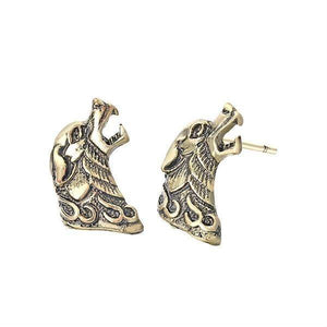 Viking Style Earrings | Wolf-Horde-Golden-