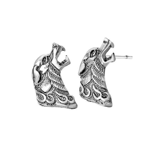 Viking Style Earrings | Wolf-Horde-Silver-