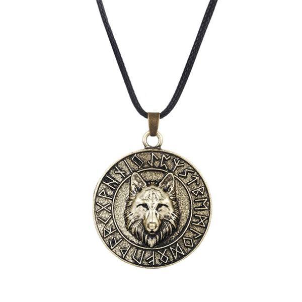 Viking Symbol Pendant | Wolf-Horde-Silver / cord-