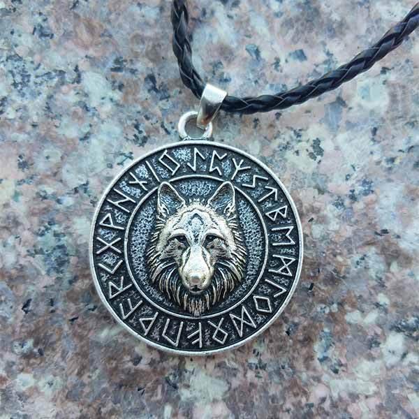 Viking Symbol Pendant | Wolf-Horde-Silver / cord-