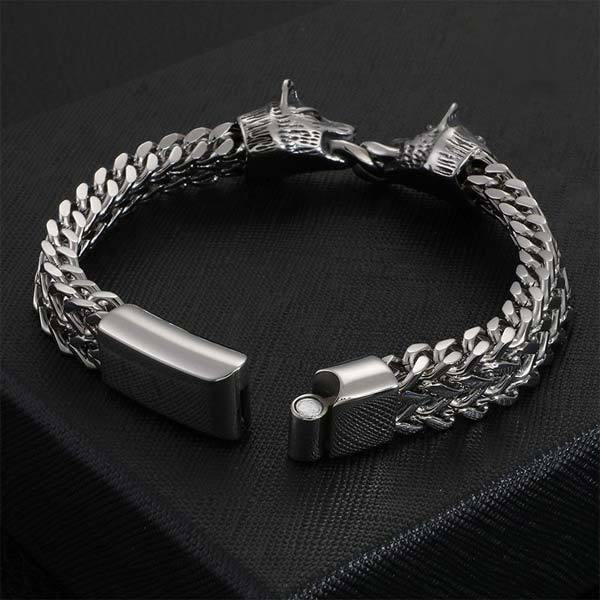 Viking Wolf Head Bracelet | Wolf-Horde-Steel-