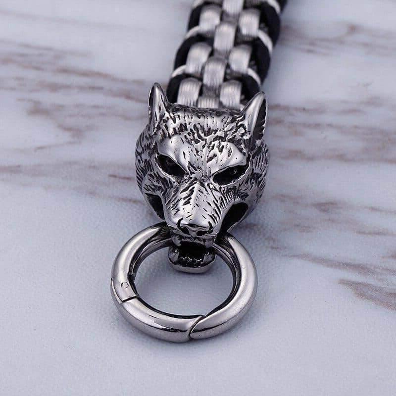 Viking Wolf Head Bracelet | Wolf-Horde-Steel-