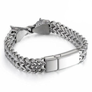 Viking Wolf Head Bracelet | Wolf-Horde-Steel-