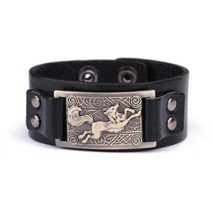Viking Wolf Leather Bracelet | Wolf-Horde-Silver-