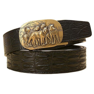 Vintage belt : elegant accessory | Wolf-Horde-golden brown belt loop-