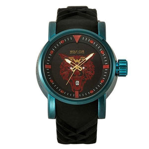  Watch with wolf head pattern | Wolf-Horde-Blue-