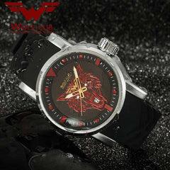  Watch with wolf head pattern | Wolf-Horde-Silver-